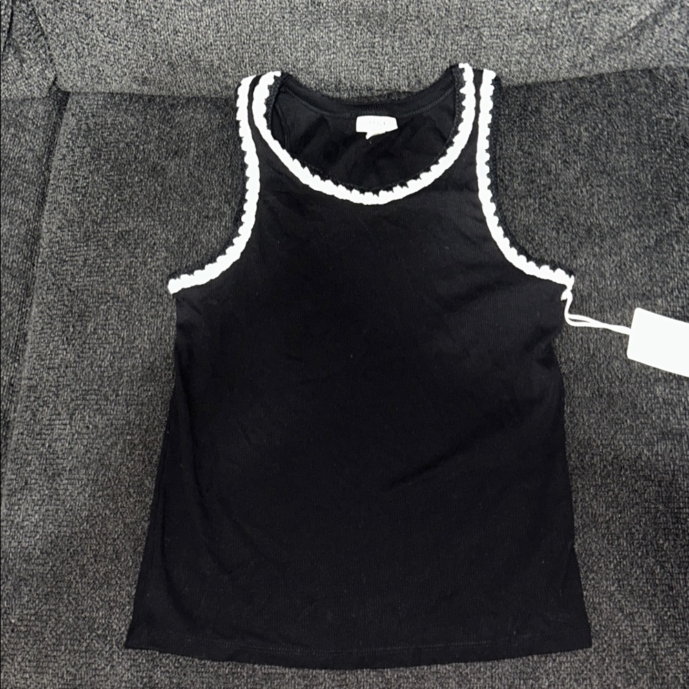 a.n.a Black Tank Top with White Trim